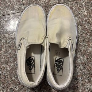Vans Cream Slip-On Sneakers